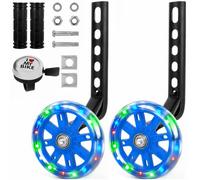 Kids Bike Training Wheels, Childs Bicycle Stabilisers, Mute Flash Support | Universal Adjustable Mounted Kit for 12 14 16 18 20 Inch Single-Speed Bikes