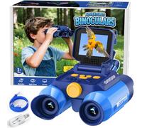 Kids Binoculars with Camera and Night Vision, 10x Optical Magnification Digital Binocular with 2.4" HD Screen & 20 Games, STEM Outdoor Exploration Camping Toys Gifts for Boys Girls Age 7-12+ (Blue)