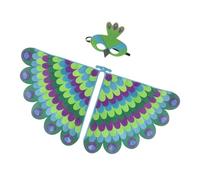 Kids Bird Wings - Gradient Color Costume Wings for Children, Soft Peafowl FeatherWings, Lightweight and Skin-Friendly Material with Face Cover | Perfect Choice for Masquerade Party