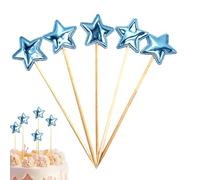 Kids Birthday Cake Topper, Glitter Stars Cake Topper - 5X Food Topper Decorations | Glitter Cupcake Toppers Choices for Christmas Cakes p