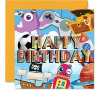 Kids Birthday Cards - Kid Stuff Montage - Happy Birthday Card Boy Girl, Boys Girls Cards for Him Her Son Daughter Niece Nephew Grandchild Children, 145mm Bday Greeting