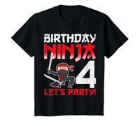 Kids Birthday Ninja 4 Let's Party Kids 4 Years Old 4th Birthday T-Shirt