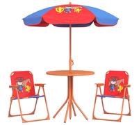 Kids Bistro Table & Chair Set - Steel/Polyester, Red/Blue/Orange, 100x100x122cm