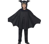 Kids Black Bat Cape Halloween Hooded Fancy Dress Vampire Costume Cloak