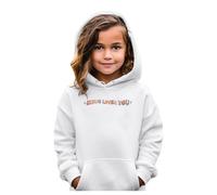 Kids Black Hoodies Girls Casual Long Sleeve Coloured Jesus Loves You Hoodies Cute Oversized Warm Hoody Hooded Sweatshirt Outerwear Tops Classic Pullover School Sweat Wear (White, 3-4 Years)