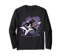 Kids Black Panther Playing Guitar Rock Star Rock and Roll Long Sleeve T-Shirt