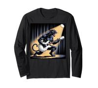 Kids Black Panther Playing Guitar Rock Star Rock and Roll Long Sleeve T-Shirt