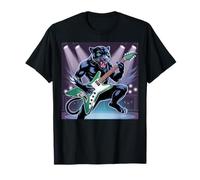 Kids Black Panther Playing Guitar Rock Star Rock and Roll T-Shirt