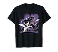 Kids Black Panther Playing Guitar Rock Star Rock and Roll T-Shirt