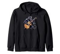 Kids Black Panther Playing Guitar Rock Star Rock and Roll Zip Hoodie