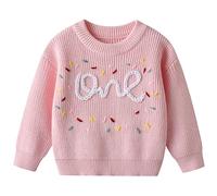 Kids Black Top - First Birthday Outfit Girl Boy One Embroidery Knit Pullover Fall Winter Clothes With Baby Bag (3-6 Months)