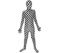 Kids Black & White Check Morphsuit Boys Girls Halloween Fancy Dress Costume