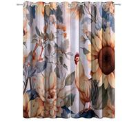 Kids Blackout Curtains - Boys Girls Countryside Flowers Sunflowers Rooster 3D Print Pattern Grommet Top Thermal Insulated Window Drapes for Bedroom Playroom 2 Panels W43.3 x L84.7