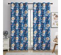 Kids Blackout Curtains - Space Dog Design, 100% Blackout, 2 Panels, Each W52×L84, Thermal Insulated, Noise Reducing & Energy Efficient for Kids Bedroom, Turn your child’s room into a fun adventure