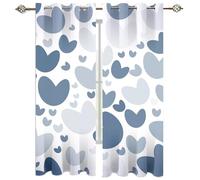 Kids Blackout Window Curtains For Bedroom Eyelet 79X63 Inch Drop White Background Blue Heart Simple Kitchen Curtains 2 Panels Living Room Nursery Super Soft Thermal Insulated Ring Top Window Treatm