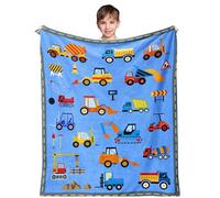 Kids Blanket, Boys Blanket, Toddler Baby Blue/Bluey Blanket 130x100CM, Boys Bedroom Accessories, Tractor Gift Accessories, Construction Truck Tractor Crane Excavator Gifts Throw Blue for Children
