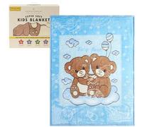 Kids Blankets Throw New Born Baby Gift Box Throws Luxury Ultra Soft Fluffy Warm Cosy Thick Children Bed Sofa Blanket For Girls and Boys 110x140 CM (Teddy Friends Blue)