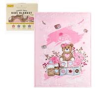 Kids Blankets Throw New Born Baby Gift Box Throws Luxury Ultra Soft Fluffy Warm Cosy Thick Children Bed Sofa Blanket For Girls and Boys 110x140 CM (Teddy Bow Pink)