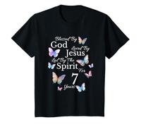 Kids Blessed By God Loved By Jesus For 7 Years Old 7th Birthday T-Shirt