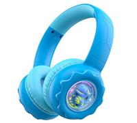 Kids Bluetooth Headphones Colorful LED Lights Cartoon Portable Over Ear Headset Kids Wireless/Wired Headphones with 85dB Safe Volume 10H Playtime Built-in Mic for Boy Girl School Travel (Blue)