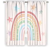 Kids Boho Rainbow Alphabet Curtains ABC Numbers Educational Learning Window Treatments for Nursery Playroom Classroom Decor Baby Girl Boy Toddler Bedroom Window Drapes 2 Panels, 42x45 Inch