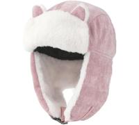 Kids Bomber Russian Hat Faux Fur Trooper Hat Winter Warm Trapper Hats Corduroy Aviator Hat Ushanka Cossack Hat Cap Ear Flap Bomber Hats Windproof Cycling Snow Ski Hat Face Protector for Boys Girls