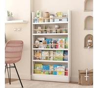 Kids Boohelf Space Saving Book Sto for Home/Office/Bedroom 3/4/5/6 Tier Design with Anti Tip Safe White (70x10x145cm) Ideal for Children's Rooms