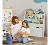 Kids Bookcase w/ 3 Tier Shelves, Drawer, for Bedroom, Nursery, White AIYAPLAY White One Size
