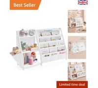 Kids Bookshelf, Toy Organiser, with Side Pocket, 75 cm Tall, for Playroom or ...