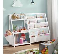 Kids Bookshelf, Toy Organiser, with Side Pocket, 75 cm Tall, for Playroom or Bedroom