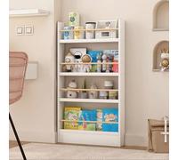 Kids Bookshelf, Wall Shelf with 4 Shelves, 50x10x120cm Storage Rack for Books & Toys, Hanging Decor Rack for Kids' Room & Adults, Wooden Finish, Space-Saving Design
