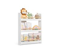 Kids bookshelf with wall mounted design and storage shelves, 3-Tier