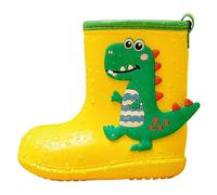 Kids Boots Dinosaur Water Proof Non Slip Kids Kids Shoes Short Rain Boots For Kids Go To School Ankle Rainboot Slip On Garden Boot Rubber Shoes Rain Boots For Kids (Yellow, 17)