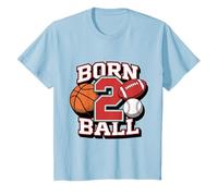 Kids Born 2 Ball 2nd Birthday 2 Year Old Girl BoySecond Bday T-Shirt