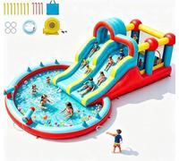 Kids Bounce House, Inflatable Water Slide, Kids Bouncy Castle with Blower, Inflatable Bouncy Castle with Kids Slide, Climbing Wall, Indoor Outdoor Children Jumping House Blow up Castle