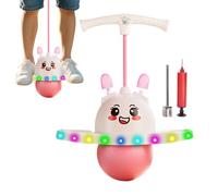 Kids Bouncy Ball with Handle - Adjustable Jumping Ball with Handle - Light-up Bouncy Equipment with Bunny Ears for Toddler Girls Sports Activities Outdoor Games Indoor