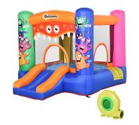 Kids Bouncy Castle Childrens Slide Basket Safety Net Trampoline Monster Design
