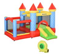 Kids Bouncy Castle Childrens Slide Pool 4 in 1 Safety Net Blower Multi-colour