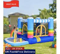 Outsunny Kids Bouncy Castle w/ Slide Water Pool Climbing Wall & Trampoline - 208H x 323L x 236Wcm