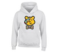 Kids Bow Child Spotty Pudsey Day 2024 Autism Bear Novelty Hoodie Pudsey Day School kids in need Unisex Adult Hooded(White, 9 Years)