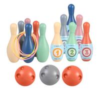 Kids Bowling Toy Set - Cartoon Sports Game Kit, Bright Pins Rings Balls Playset | Birthday Party Entertainment for Boys Girls Ages Three Four Five Six Indoor Interactive Fun