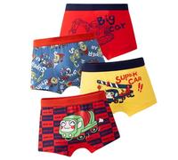 Kids Boxer Shorts Boys 4 Pack Cotton Soft Comfy Stretchy Cute Cartoon Animals Cars Pattern Trendy Teenager Boy Underwear Trunks Age 4-14 Years (4-6 Years, Red)