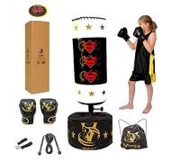 Kids Boxing Free Standing Punch Bag Set (White/Black) - Adjustable Height Punching Bag for Children - Safe & Durable Training Equipment for Kids 3+