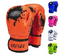 Kids Boxing Glove 6oz 8oz, Youth, Boys and Girls Training Sparring Gloves for Punching Bag, Kickboxing, Muay Thai, MMA, UFC, Gift for Age 6-15 Years (Orange, 8 oz (80-105 lbs))