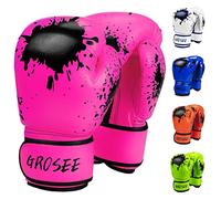 Kids Boxing Glove 6oz 8oz, Youth, Boys and Girls Training Sparring Gloves for Punching Bag, Kickboxing, Muay Thai, MMA, UFC, Gift for Age 6-15 Years (Pink, 6 oz (45-80 lbs))