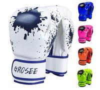 Kids Boxing Glove 6oz 8oz, Youth, Boys and Girls Training Sparring Gloves for Punching Bag, Kickboxing, Muay Thai, MMA, UFC, Gift for Age 6-15 Years (White, 6 oz (45-80 lbs))