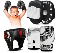 Kids Boxing Gloves 2oz with Head Guard & Focus Pads | Complete Kids Boxing Training Set | Safe Boxing Equipment for Boys & Girls Ages 3-8 | Perfect for Martial Arts, MMA & Sparring