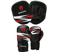 Kids Boxing Gloves and Focus Pads Set - Youth Children Hook & Jab Target Mitts with Punching Sparring Training Gloves for Junior Hand Muay Thai, Kickboxing, MMA, Karate (Black, 6oz (Age Group 6-12))