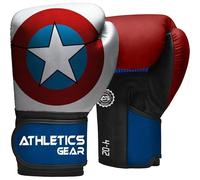 Kids Boxing Gloves by Athletics Gear - 6oz to 16oz Maya Hide Leather Perfect Design and Fit with Fasten Closure System for MMA sparring, fighting, kickboxing, and punching (Captain America, 6 OZ)