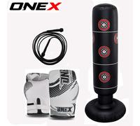 Kids Boxing Inflatable Free standing Bag Punching Gloves Jump Rope Set